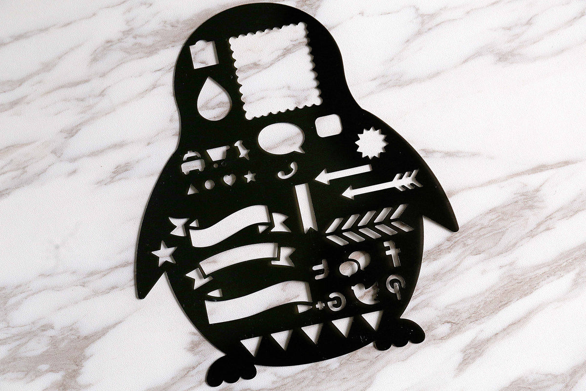 Penguin Silhouette STENCIL,/ Black Plastic /Arrow Stencil /Social Media Stencil/Planning accessory/Shape Stencil
