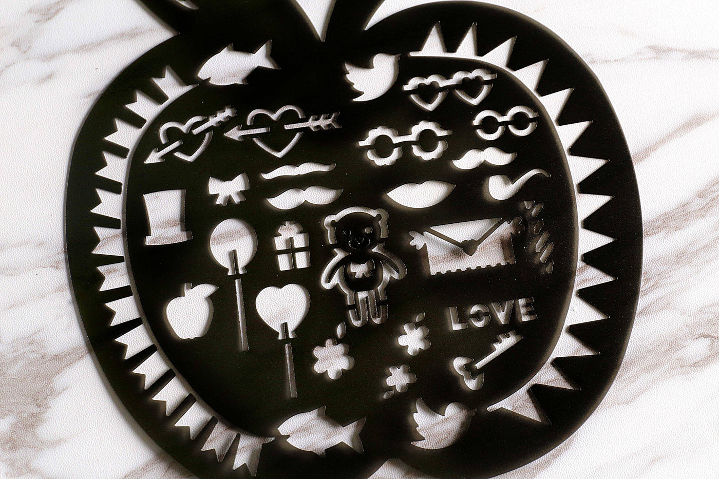 Apple STENCIL/ Black Plastic /Romance-Themed Stencil/Love Letter Stencil/Planning accessory/Valentine's Stencil/Cupid Stencil