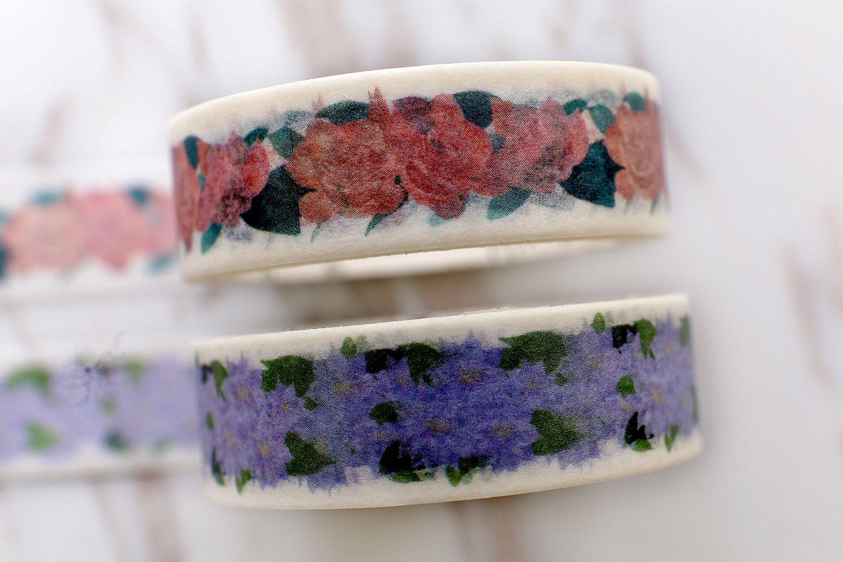 Set of 5 Flowers Washi Tape/pink rose  Washi Tape/Plants Washi Tape/puple flower  washi tape/ / Leaf washi tape
