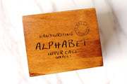 Vintage Alphabet Stamp Set / Wood Rubber Stamp /Clay Stamp /Box uppercase handwritten Alphabet stamps box/
