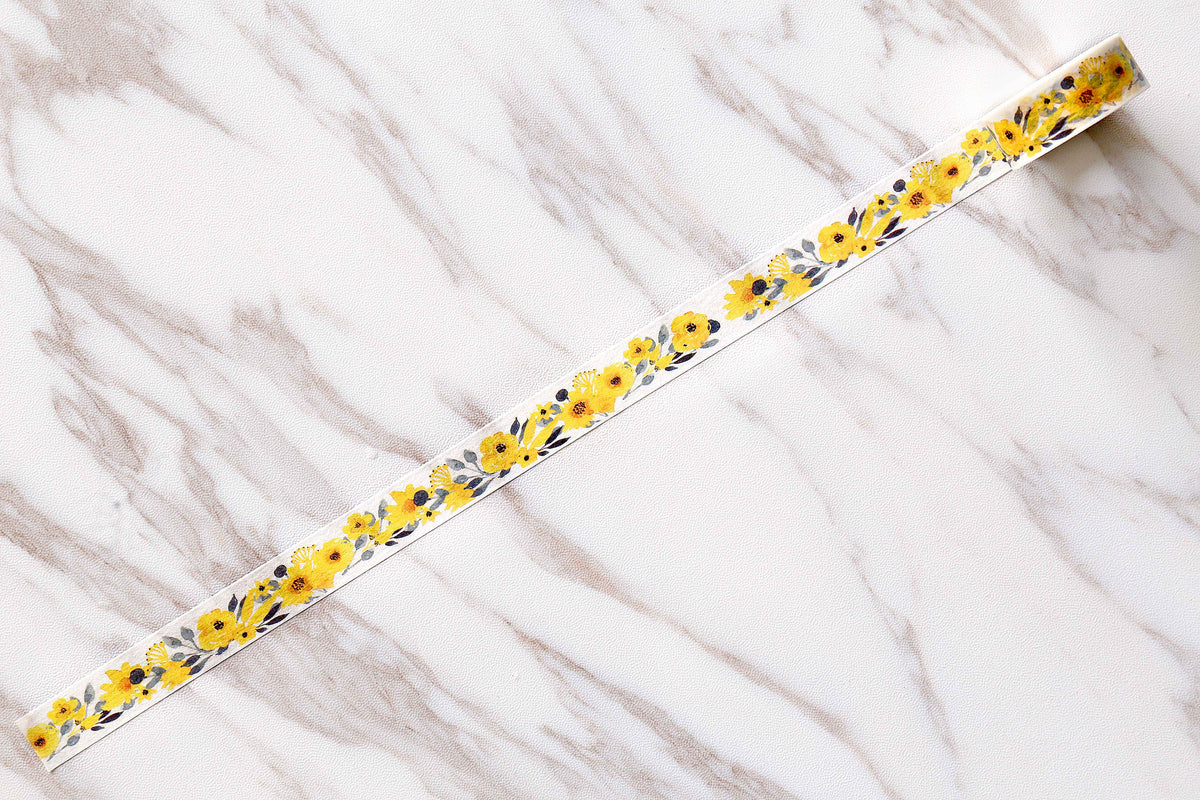 Set of 3 flowers washi tape/Yellow Floral Washi Tape/purple flower washi tape/Blossom Washi tape /Striped Washi  tape
