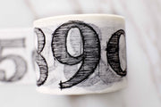 Gothic Numbers Washi Tape/ number and Symbol Black and White Washi Tape/ Japanese Washi Masking Tape/