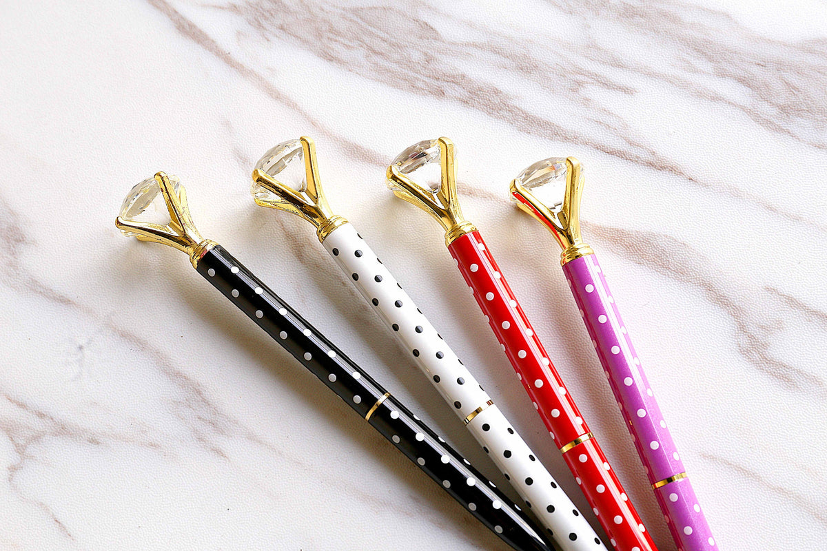 black dot diamond pen,white dot  pen /metal metallic fine point pen/red dot diamond pen /purple dot  diamond pens, black ink, planner pens,