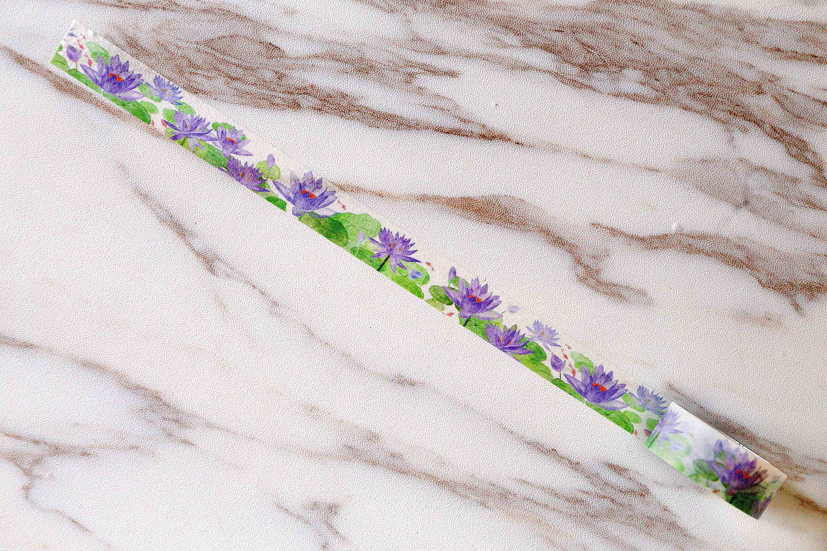 Lotus washi tape/  Purple Washi Tape/Purple Lotus washi tape/Purple Plant Washi Tape / Masking tape/ japanese washi tape