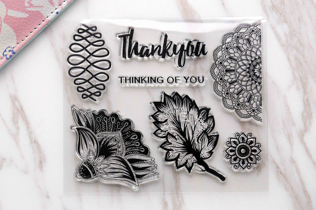 Beautiful leaves  clear  Stamp/flowers and leaves clear  Stamps/Thank  you  clear stamp/Travel Stamps/Journal Accessories clear stamp