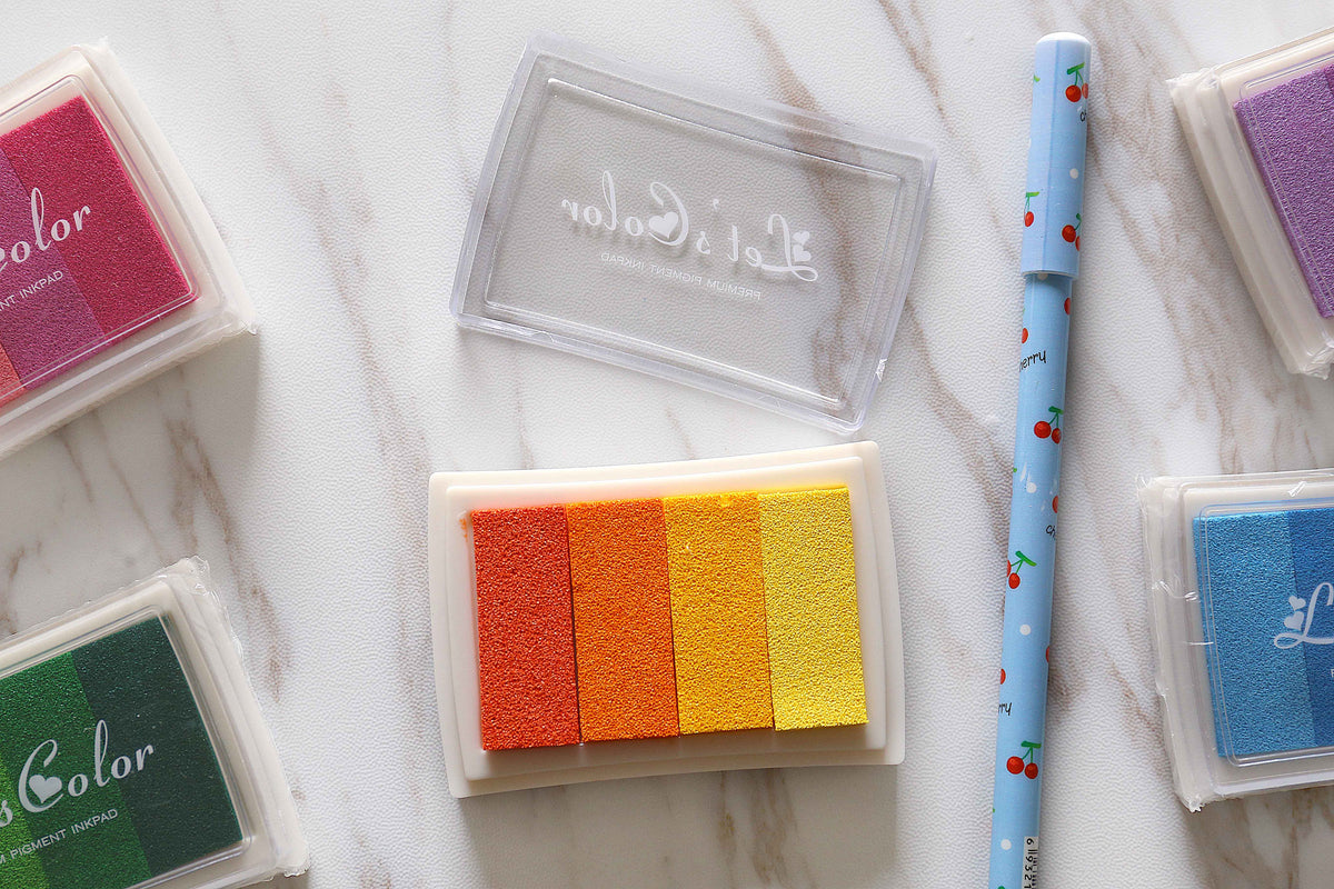24 Colors Gradient Ink pad /Multicolor rainbows stamps/Ink Pads DIY Multicolor Papers Febric Wood Rainbows/Graduated Colors Rainbow Ink