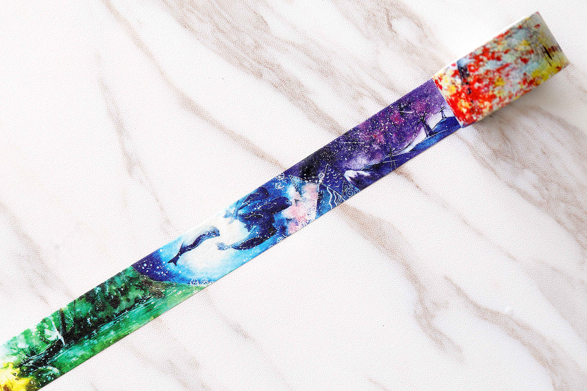 Magic Four Seasons  Washi Tape /Autumn Washi Tape /Whale Washi tape /Colorful  Pretty Washi Tape / Nature Tape/ Mountain Star Sky washi tape