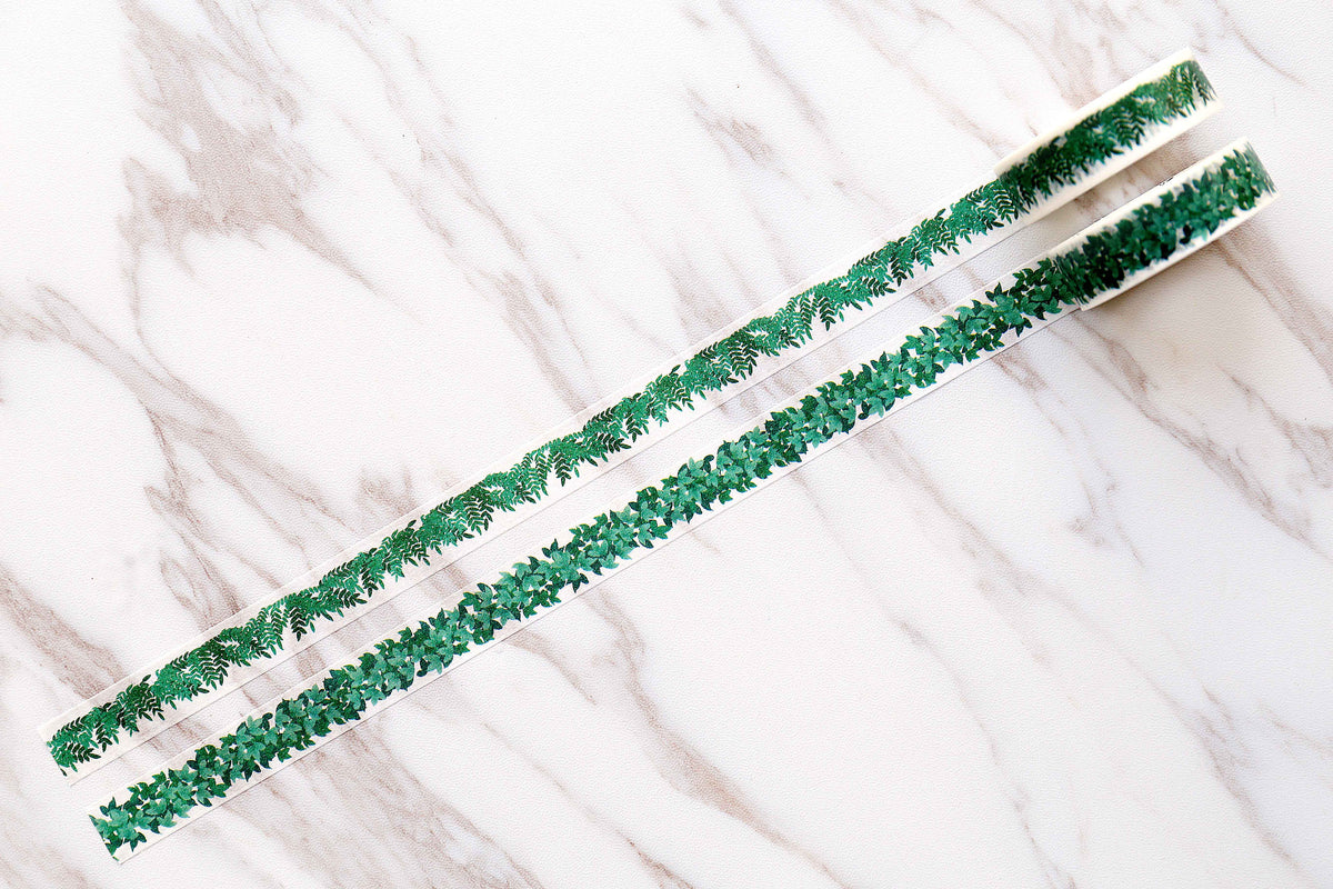 Set of 2  Leaves Washi Tape/Spring Green Leaves  Washi Tape/Plants Washi Tape/Green washi tape/ / Leaf washi tape