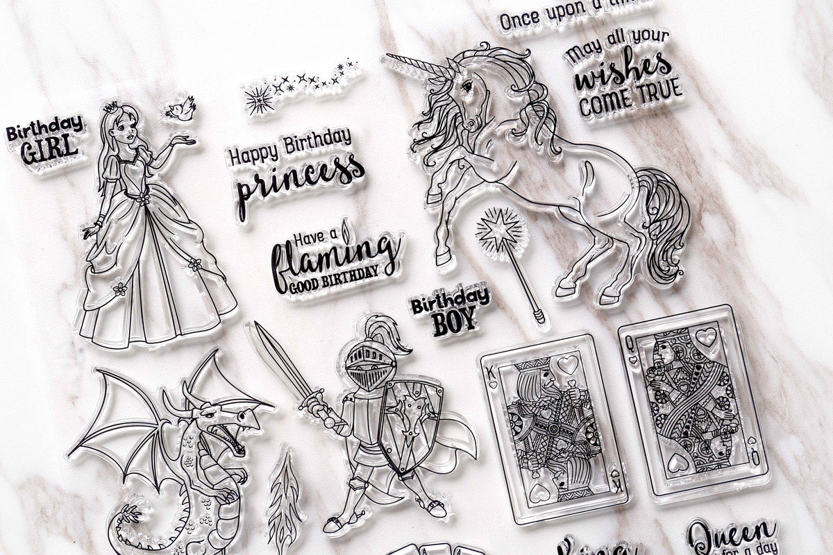 Princess clear stamp /king and queen clear stamp/Carriage clear stamp /happily ever after clear stamp/unicorn happy birthday stamp