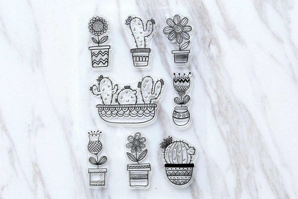 Cactus Rubber Stamp/cacti Stamp/succulent clear stamp/botanical stamp/ tropical stamp