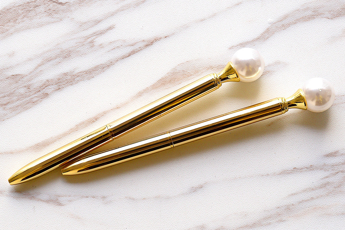Gold pen with big pearl /pearl pens