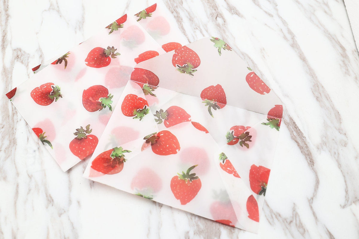 Sweet Strawberry clear envelopes /vitage  clear Envelopes /Cute Fruit Summer Clear Envelopes /A2 Glassine Envelopes