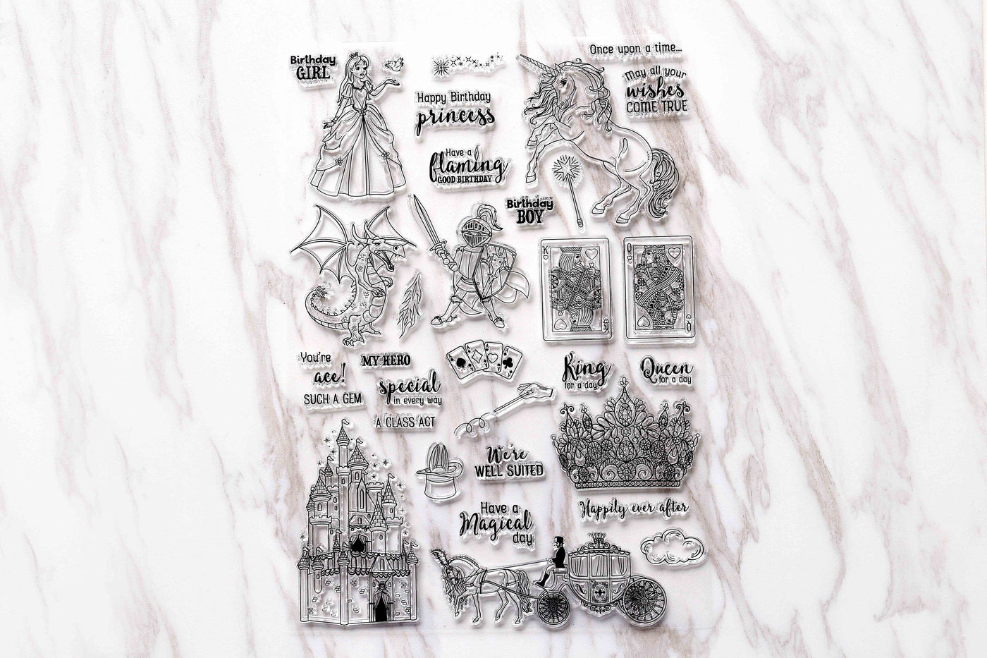 Princess clear stamp /king and queen clear stamp/Carriage clear stamp /happily ever after clear stamp/unicorn happy birthday stamp