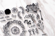 Floral clear stamp/birthday clear stamp/flowers clear stamp/congratueations clear stamp/floral wreath clear stamp