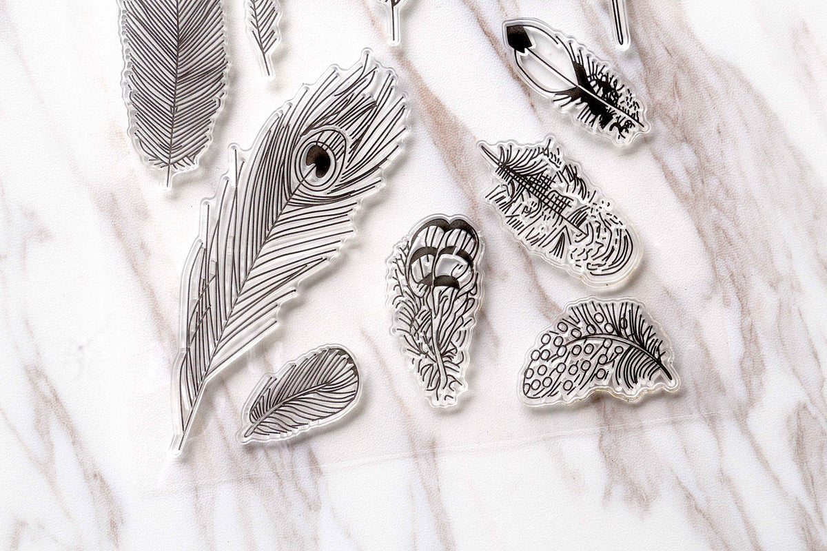 Feather Clear Rubber Stamp/cute feather  Clear Stamp/feather transparent clear stamp/birthday gift clear stamp
