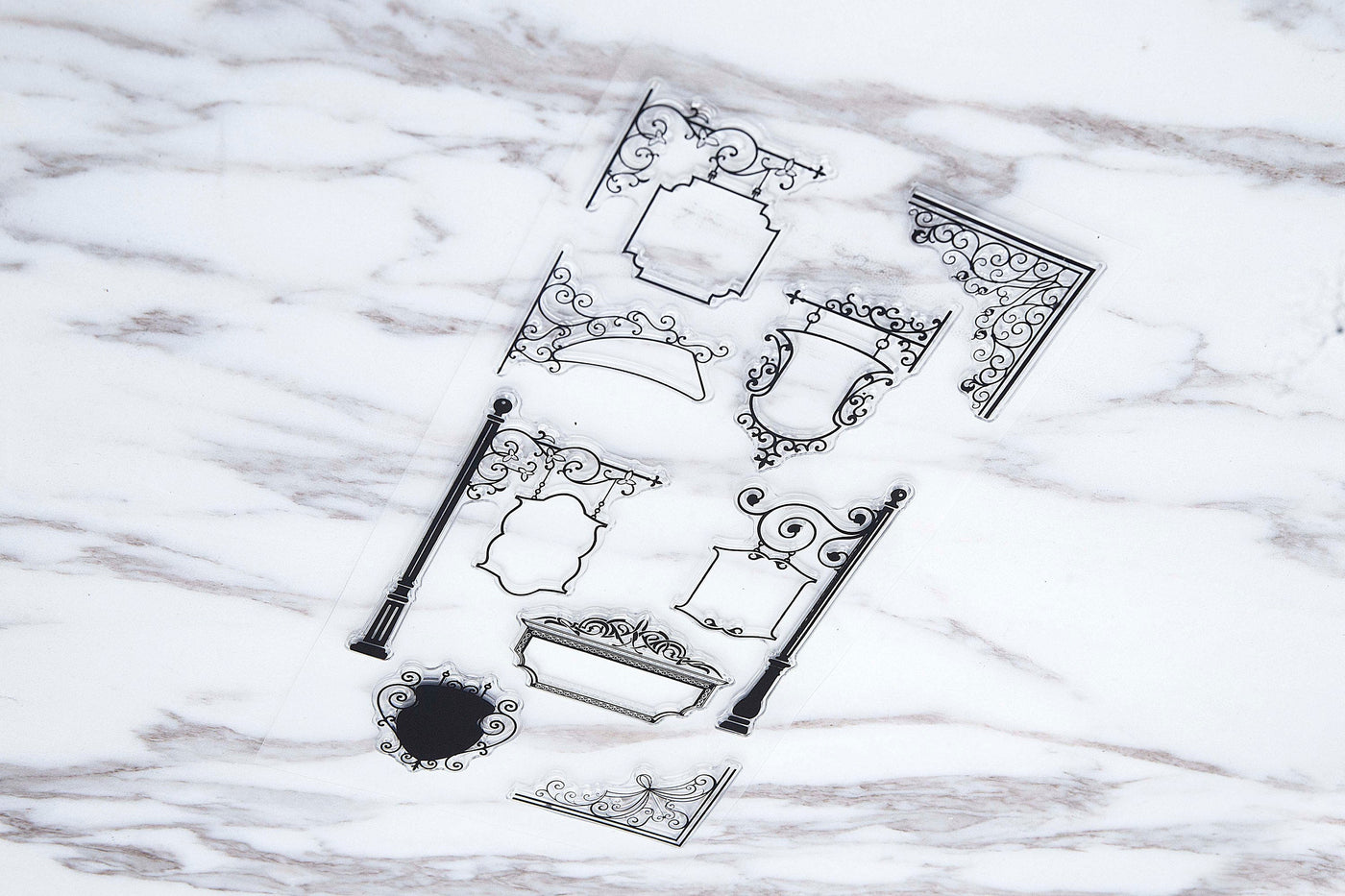 Signpost Ornamental Frame Clear Transparent Stamp/Corner Frame clar  Stamp/Rubber Stamp Planner Journal Accessories /Flower Vine Filigree