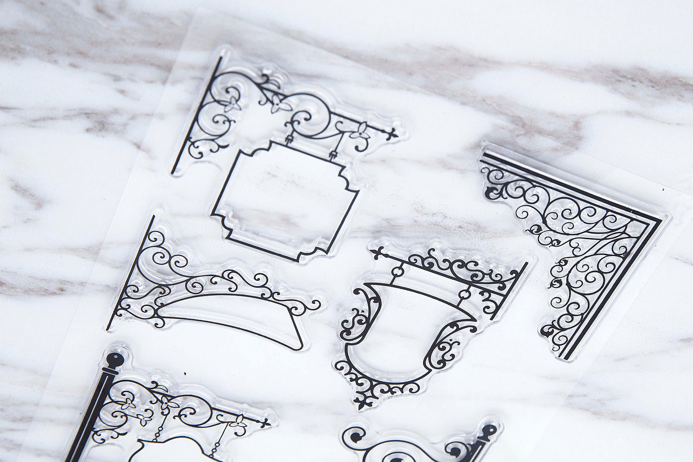 Signpost Ornamental Frame Clear Transparent Stamp/Corner Frame clar  Stamp/Rubber Stamp Planner Journal Accessories /Flower Vine Filigree