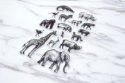 Animal Kingdom Stamp/Realistic Handdrawn Animals Stamp/Zoo Clear Transparent Stamp/ Planner Bullet Journal, Elephant, Giraffe, Rhino,Zebra