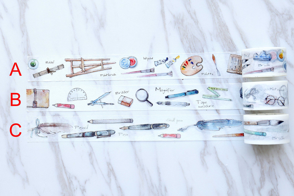 Drawing Washi Tape/pen brush washi tape Masking Tape/ Travel Journaling Wrap Tape/ Deco Tape/planner  washi tape