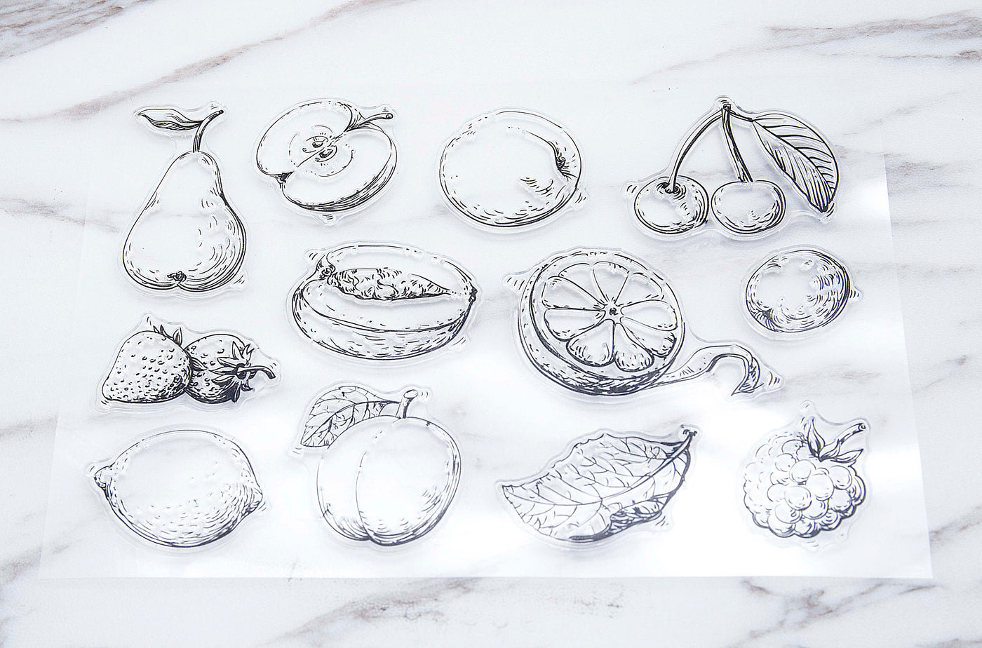 Fruits rubber clear Stamp/ Illustration Stamp/ Herbs transparent Stamp/  Food clear Stamp/ Orange transparent Stamp/ Lemon clear Stamp