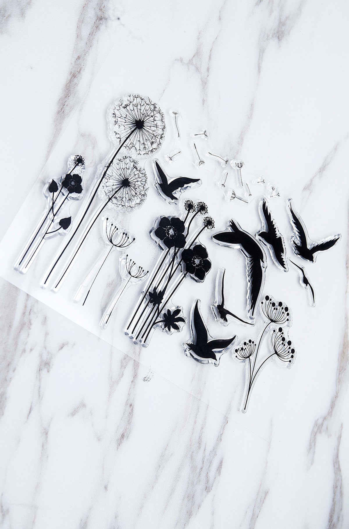 Dandelion clear Stamp/Swallow Rubber Stamp/plant  Clear Transparent Stamp/ birds clear stamp /  clear stamp