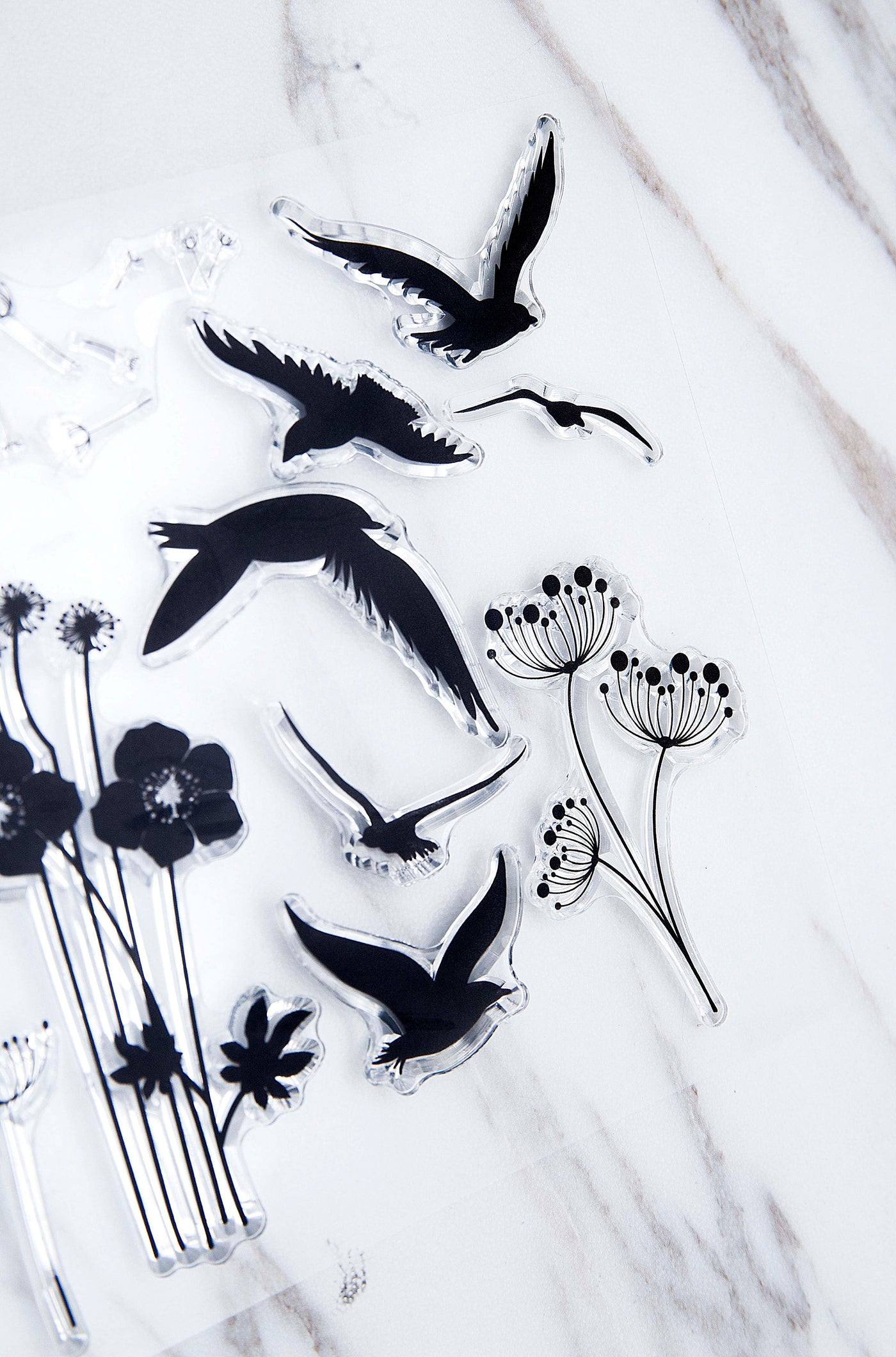 Dandelion clear Stamp/Swallow Rubber Stamp/plant  Clear Transparent Stamp/ birds clear stamp /  clear stamp