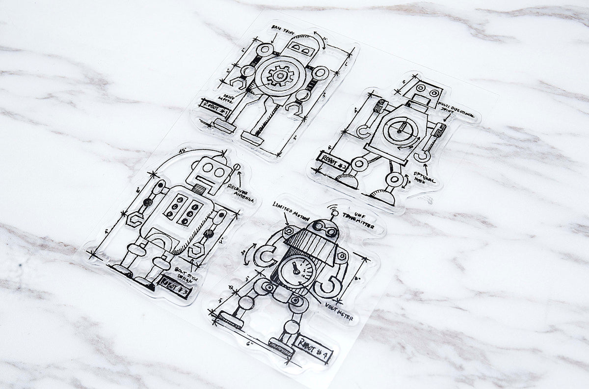 Robots  clear Stamp / Anonymous - Tim Holtz clear stamp /robots transparent stamp /rubber stamp