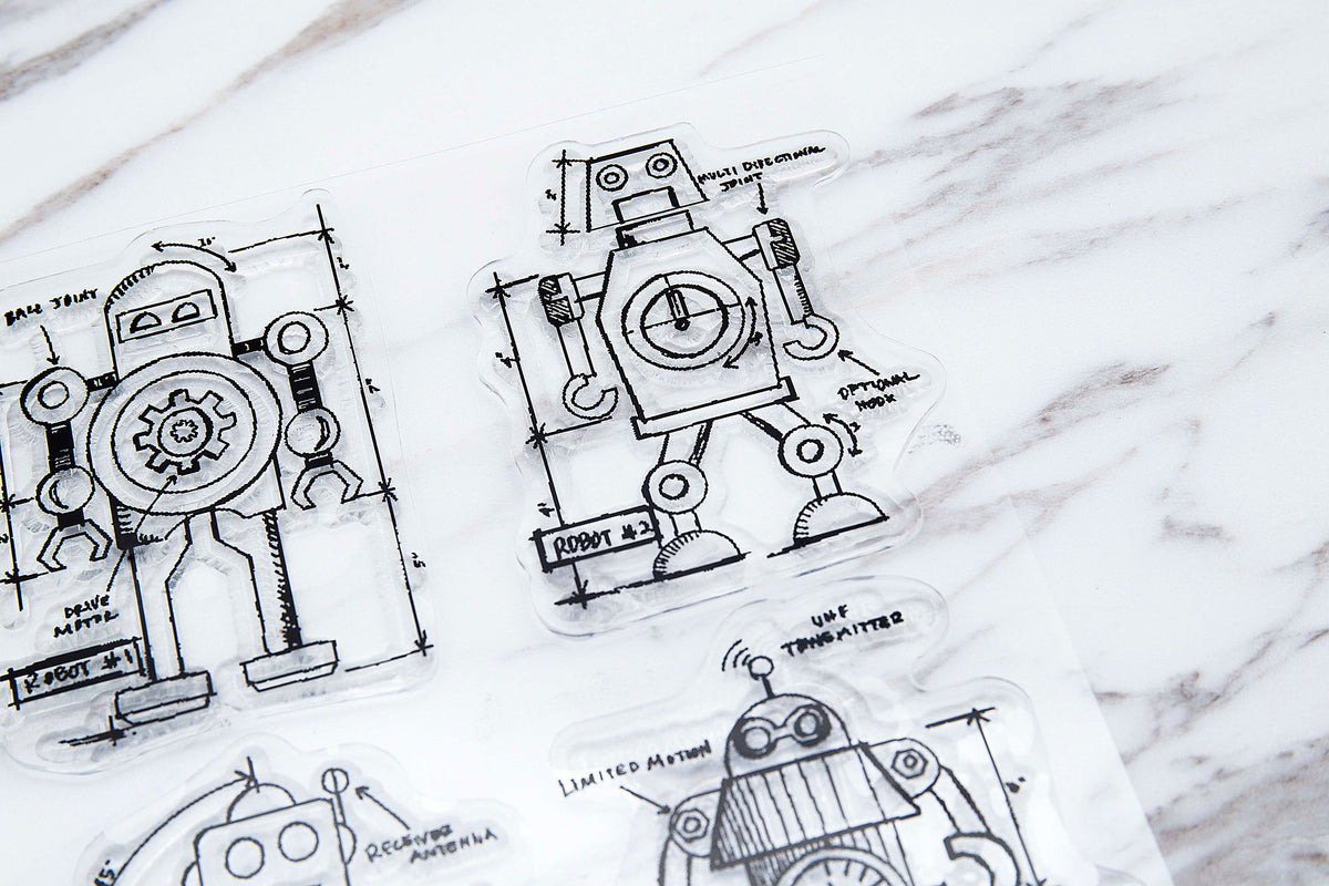 Robots  clear Stamp / Anonymous - Tim Holtz clear stamp /robots transparent stamp /rubber stamp