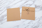 String Paper Sleeves / Square Envelope with String & Button Closure /String Tie Envelopes / CD sleeves /CD box set kraft paper sleeves /
