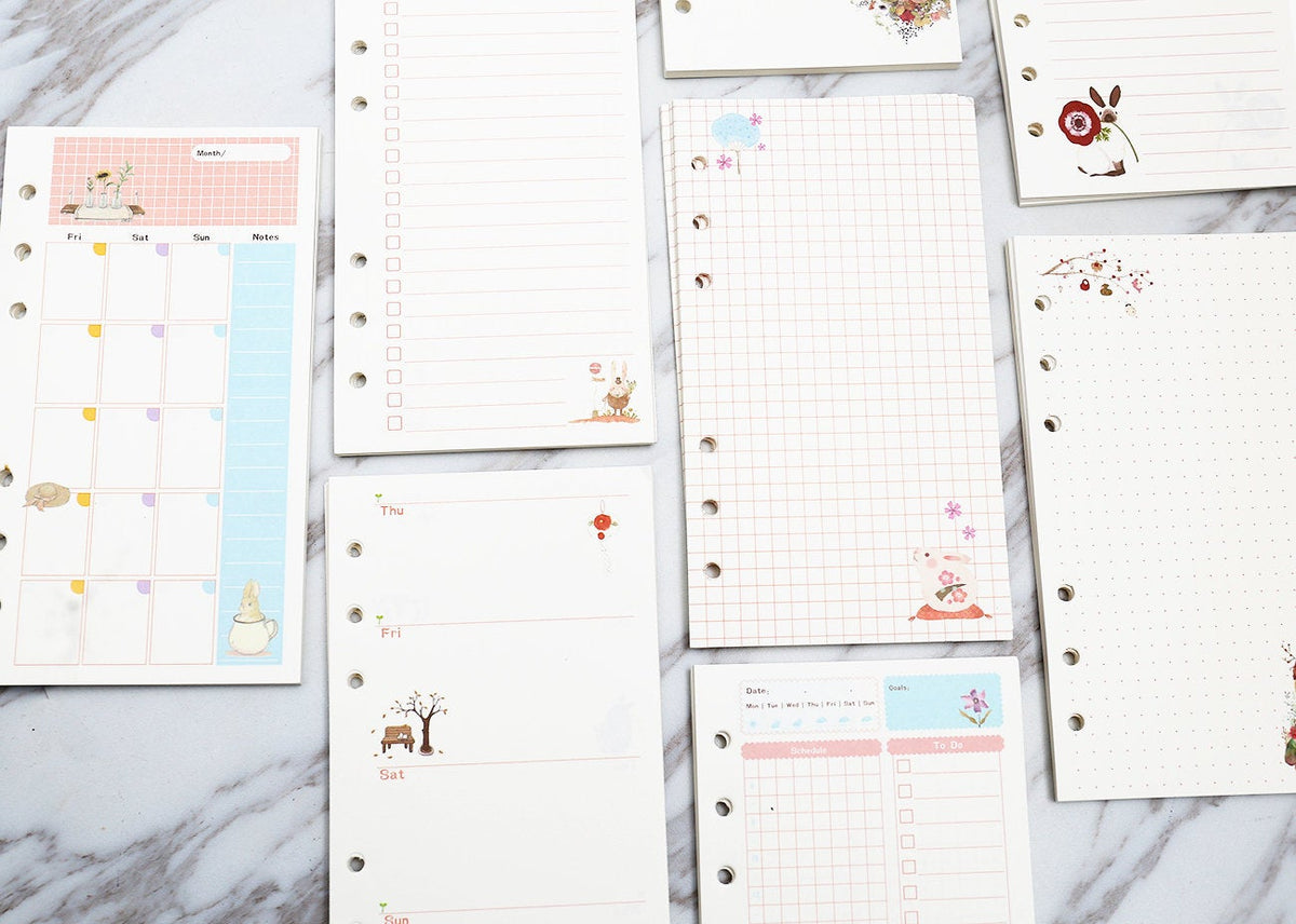 80 pages personal Planner Inserts /flowers  planner insert /personal size blank /to do /line /daily /dot /monthly/grid/weekly planner insert