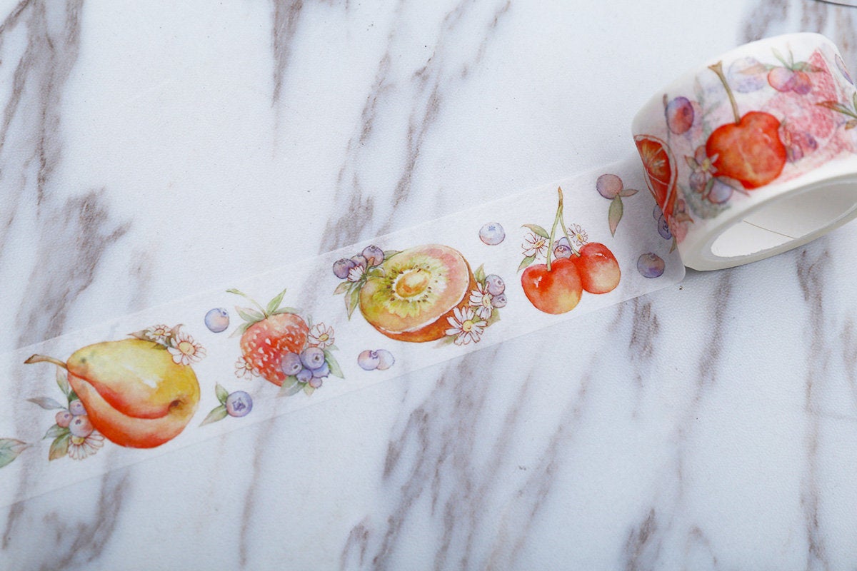 Summer fruit Washi Tapes/ peach Washi Tape/fruits Washi / Masking tape/ japanese washi tape/Planner Supplies