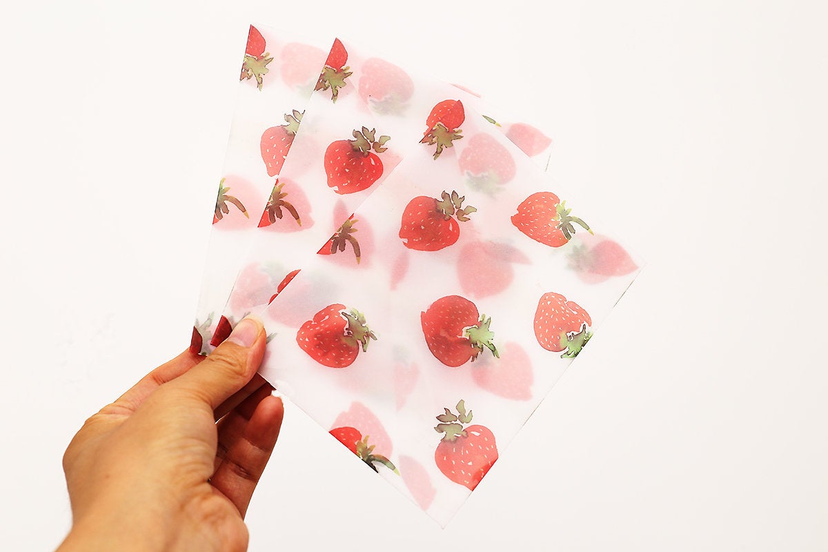 Sweet Strawberry clear envelopes /vitage  clear Envelopes /Cute Fruit Summer Clear Envelopes /A2 Glassine Envelopes