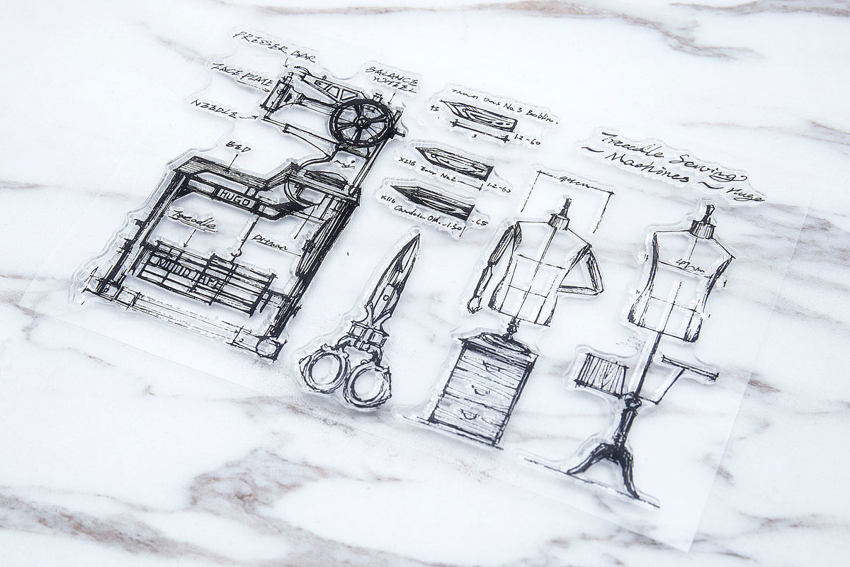 Vintage Sewing Machine Stamp/Antique Scissors Rubber Stamp/Handy Stitch Clear Transparent Stamp/  Bullet Journal, Sewing Tools