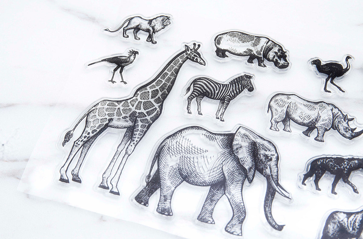 Animal Kingdom Stamp, Zoo Clear Transparent Stamp, lions  Animals Stamp, Planner Bullet Journal, Elephant, Giraffe,bird,zebra clear stamp