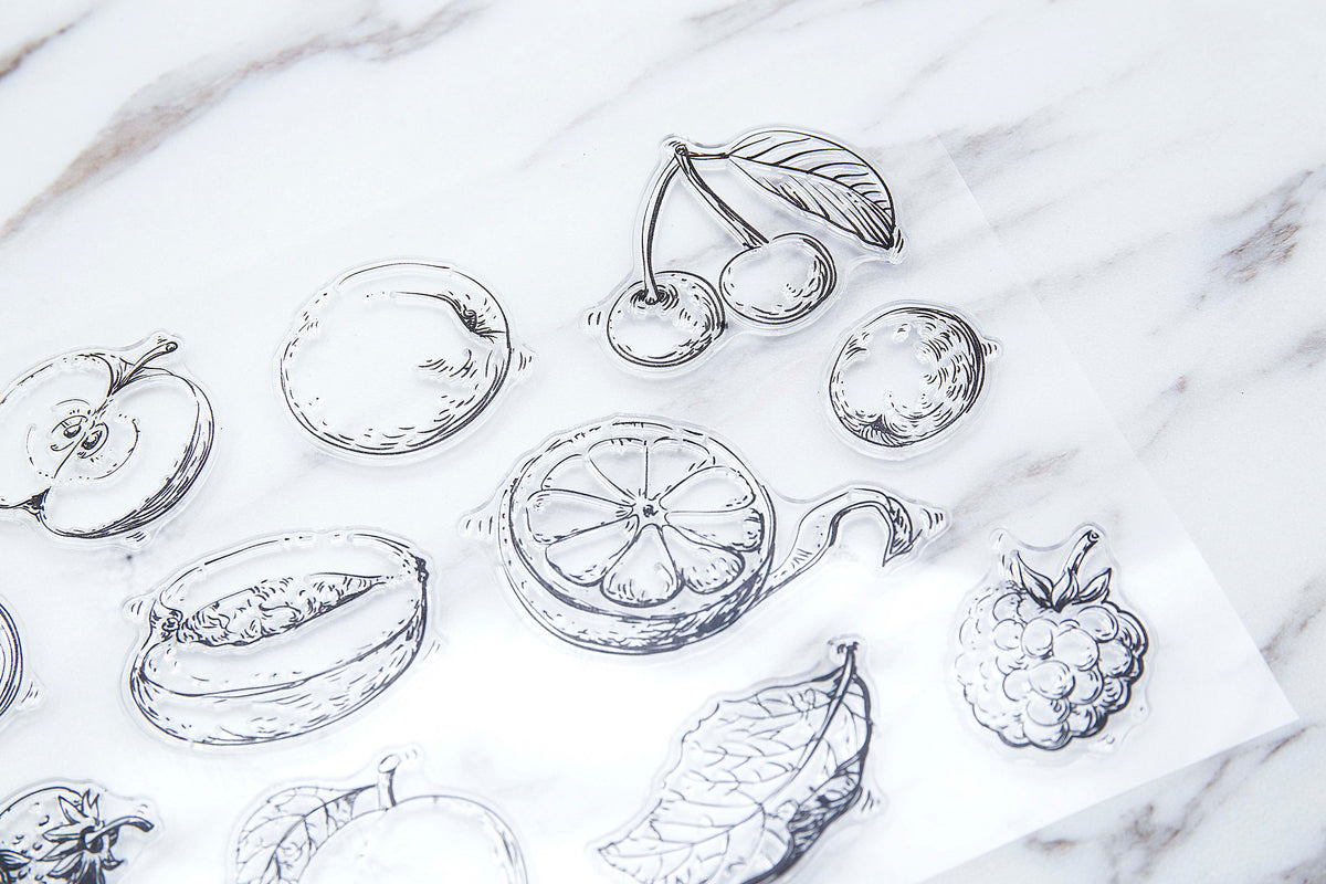 Fruits rubber clear Stamp/ Illustration Stamp/ Herbs transparent Stamp/  Food clear Stamp/ Orange transparent Stamp/ Lemon clear Stamp