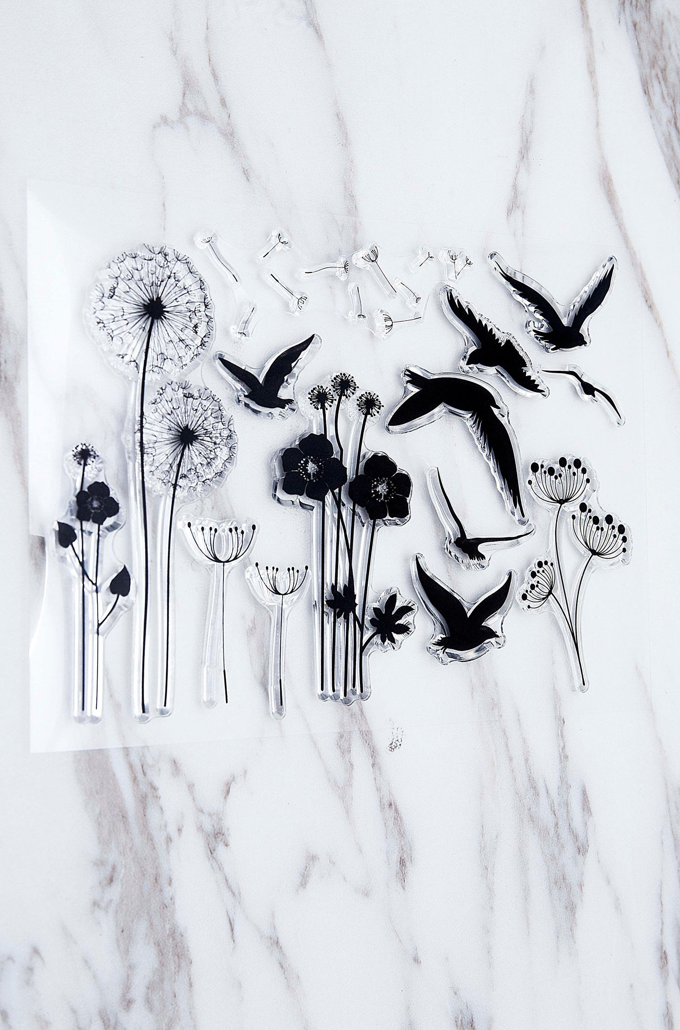 Dandelion clear Stamp/Swallow Rubber Stamp/plant  Clear Transparent Stamp/ birds clear stamp /  clear stamp