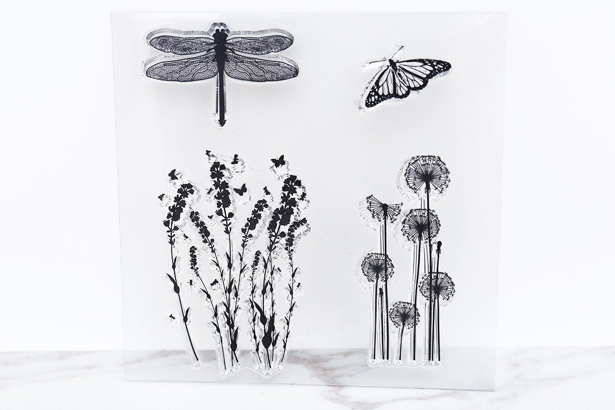 Dandelion clear Stamp/dragonfly Rubber Stamp/butterfly Clear Transparent Stamp/ lavender clear stamp /  clear stamp