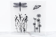 Dandelion clear Stamp/dragonfly Rubber Stamp/butterfly Clear Transparent Stamp/ lavender clear stamp /  clear stamp