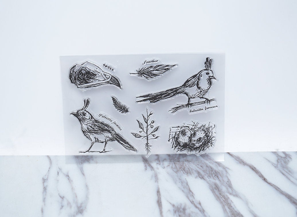 Birds  clear Stamp/skull rubber Stamp/ feather clear Stamp/Animal stamp/cute stamp/Rubber transparent clear stamp