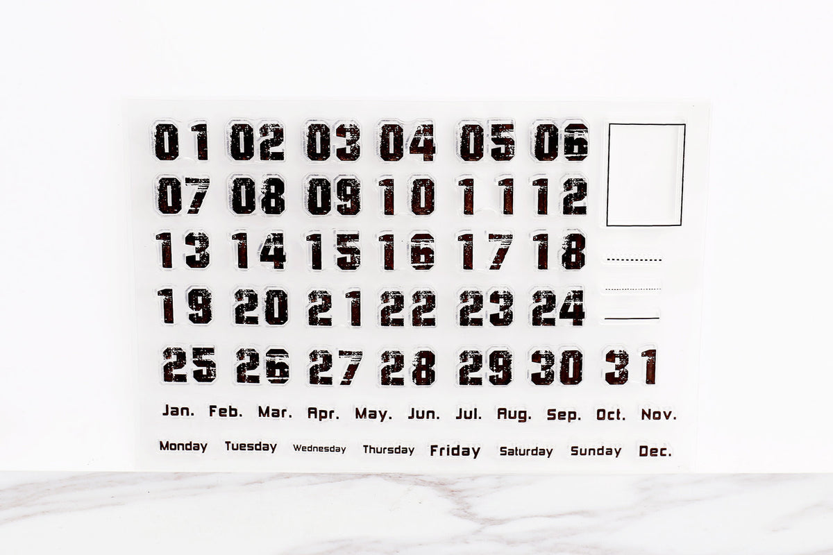 Numbers Bullet Journal Stamp/Dates Clear Transparent Stamp/Monthly, Calendar, Planner, Grunge,Retro,Days of Week stamp