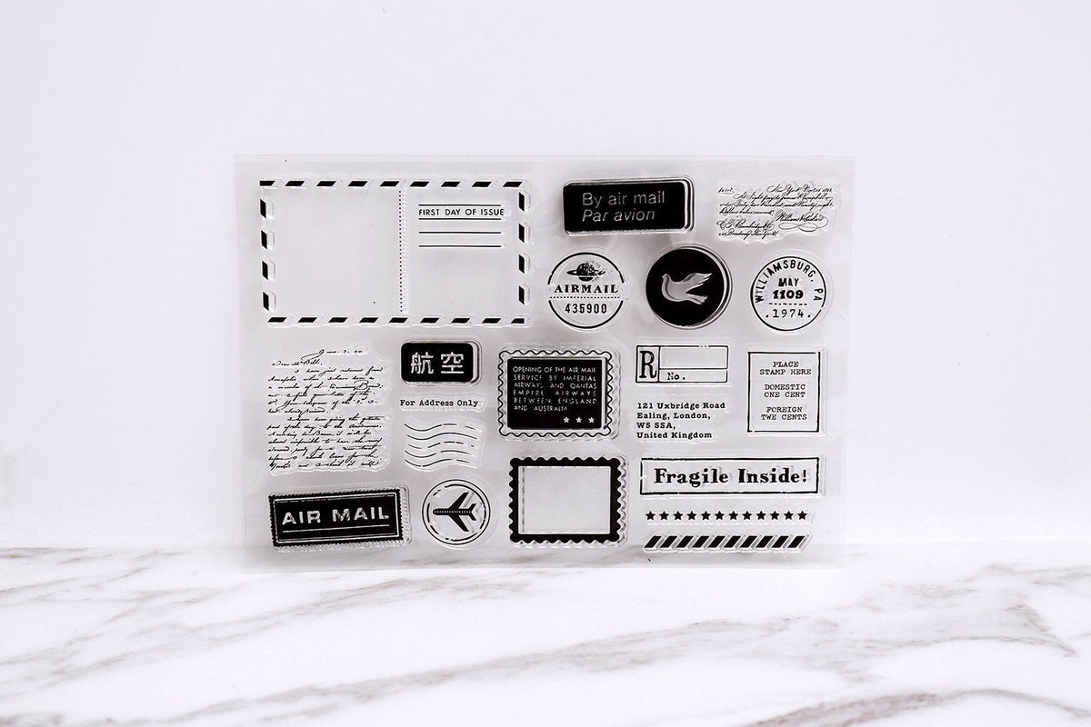 Airmail post card clear Stamp/ Postage Rubber Stamp/Airmail Par Avion Clear Transparent Stamp/ Fragile, Issue