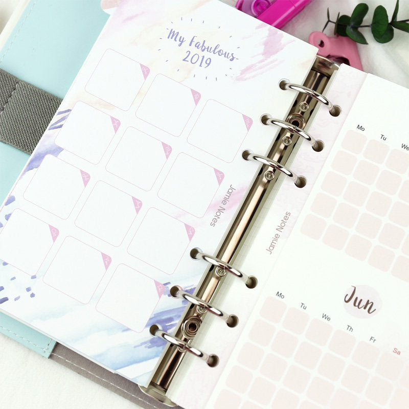 2019 year time calendar flowers  paper divider,cartoon 6 holes binder planner notebooks accessories A5 A6 size flowers paper divider