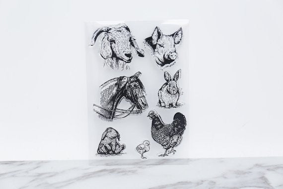 sheep clear Stamp/animal  Rubber Stamp/Goat Clear Transparent Stamp/ pigs  clear stamp / rooster clear stamp