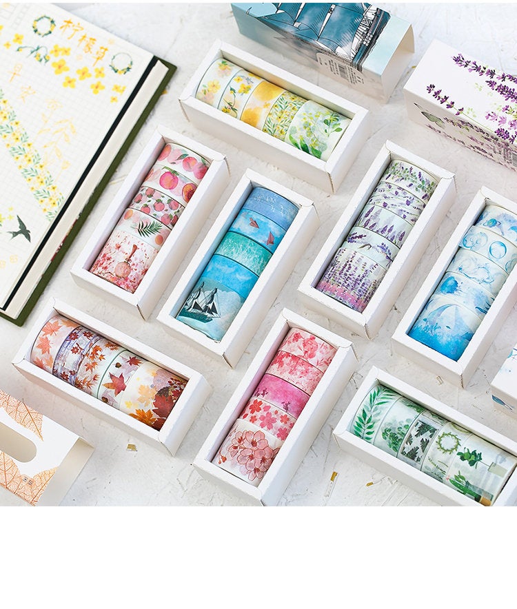 Blue Sky Washi Tapes/5 rolls starry sky Washi Tape Gift Box/Washi tape Set/ Star,leaves,flower Washi tape/ japanese washi tape/planner tape