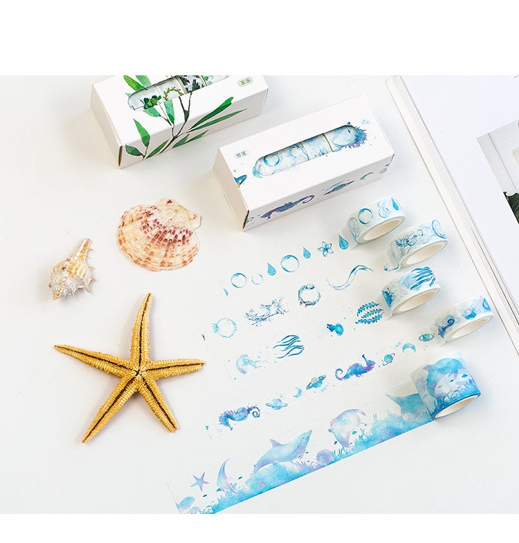 Blue Sky Washi Tapes/5 rolls starry sky Washi Tape Gift Box/Washi tape Set/ Star,leaves,flower Washi tape/ japanese washi tape/planner tape