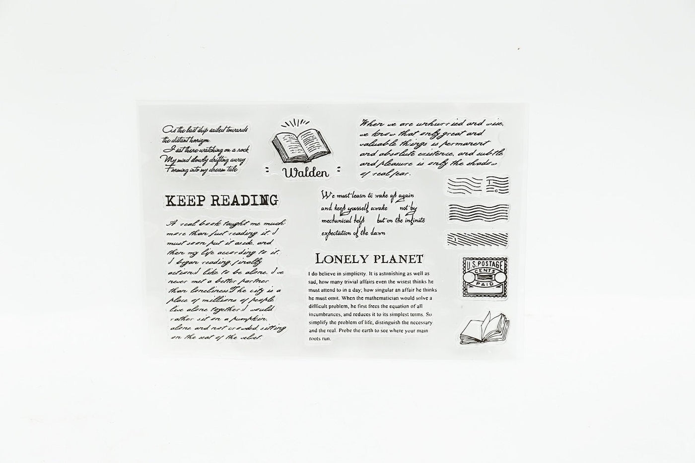 Keep reading clear Stamp/Lonely plant Stamp/Reading book Stamp Set/square  Planner Journal,