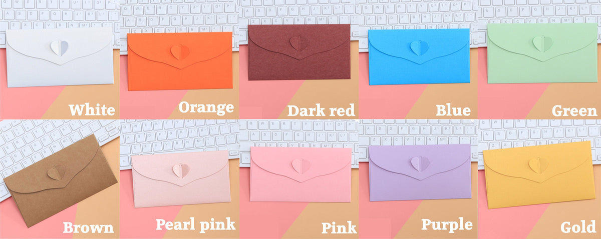 Kraft Paper Heart Closure envelopes  /Kraft envelopes /Wedding  Envelopes/ retro colorful Envelopes