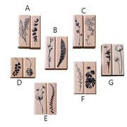 Botanical Rubber Stamp / Wooden wild flower Rubber Stamp/wild rose sunflower peach blossom stamp set /floral stamps /herb stamp kit
