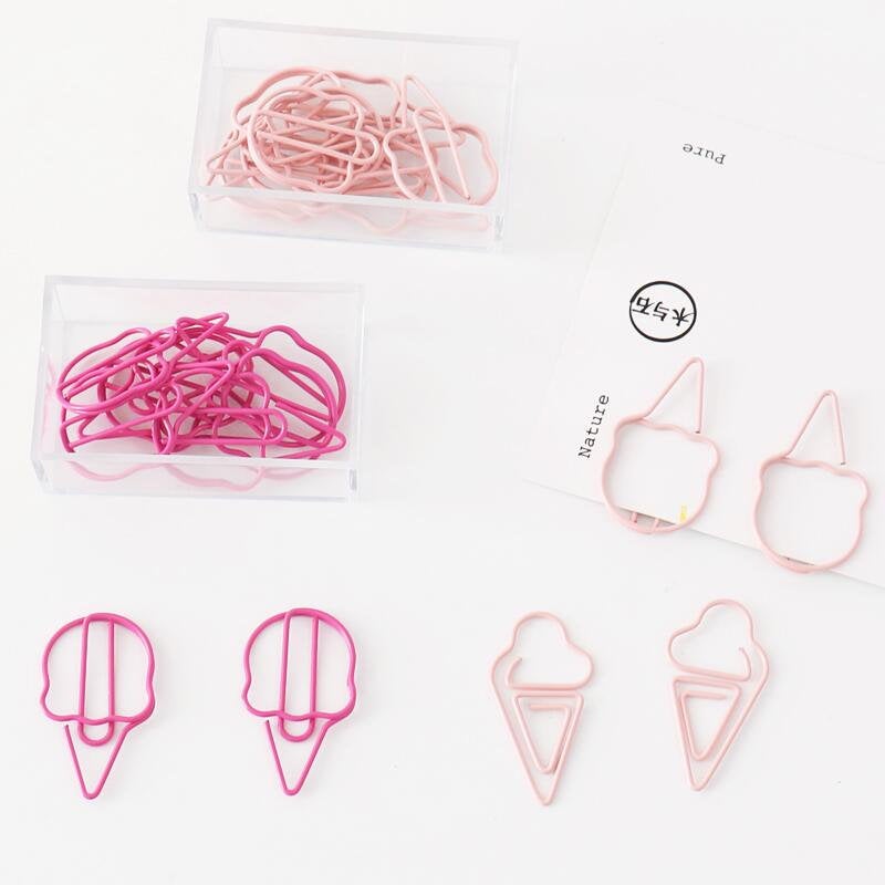 20 psc Ice Cream Paper Clips/Cute Girl Heart Paper Clips/pink bookmarks Metal Paper Clip,Binder Clips/Office Supplies/Planner Accessories