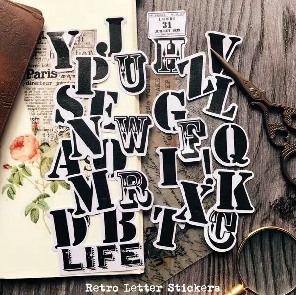 29pcs,Retro Characters stickers scrapbook, alphabet letter stickers,album stickers, journal stickers,